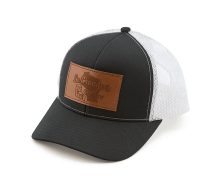 LaGrander's Black and White with Dark Leather Patch Ball Cap